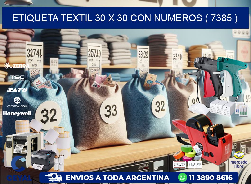 ETIQUETA TEXTIL 30 X 30 CON NUMEROS ( 7385 )