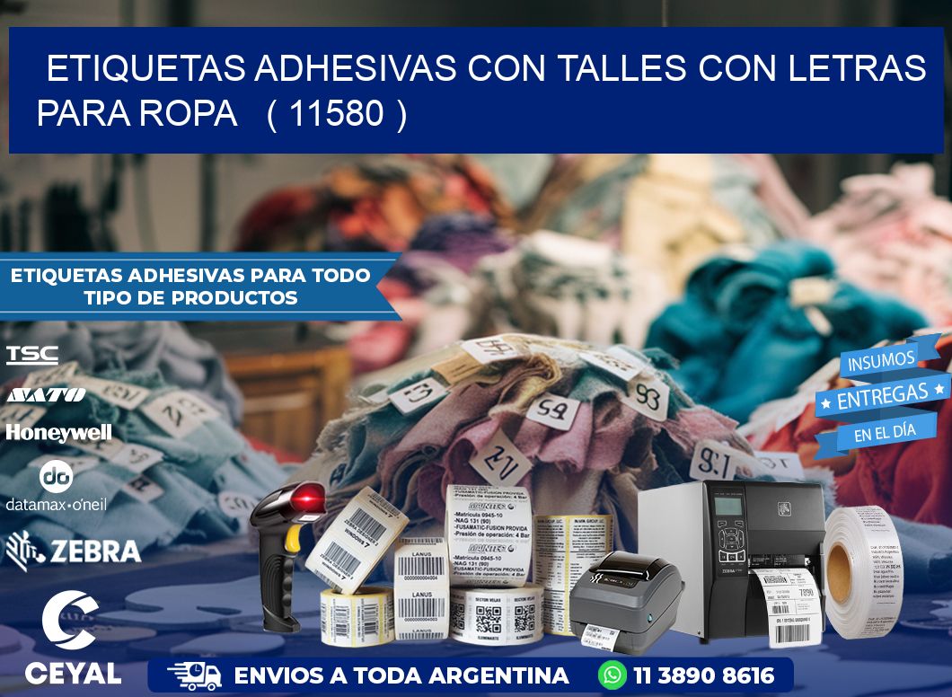 ETIQUETAS ADHESIVAS CON TALLES CON LETRAS PARA ROPA   ( 11580 )