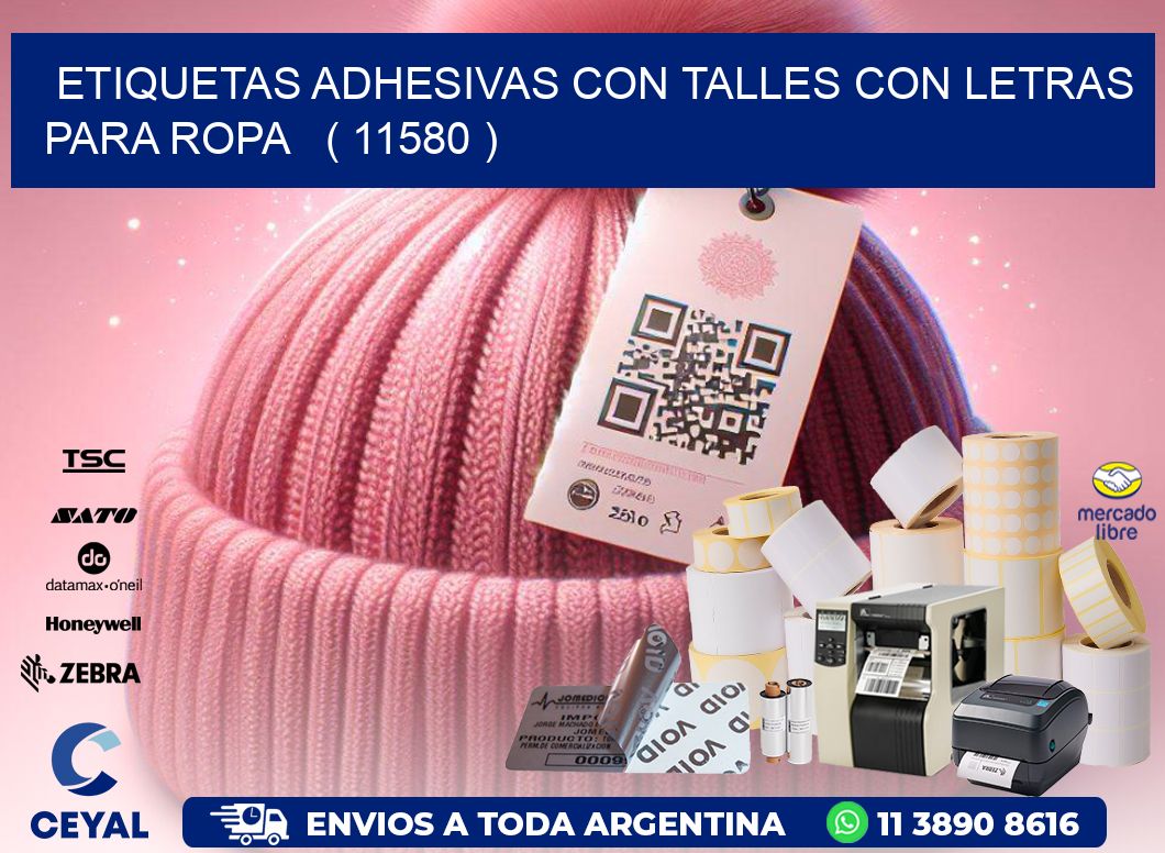 ETIQUETAS ADHESIVAS CON TALLES CON LETRAS PARA ROPA   ( 11580 )