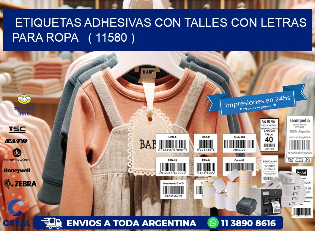 ETIQUETAS ADHESIVAS CON TALLES CON LETRAS PARA ROPA   ( 11580 )