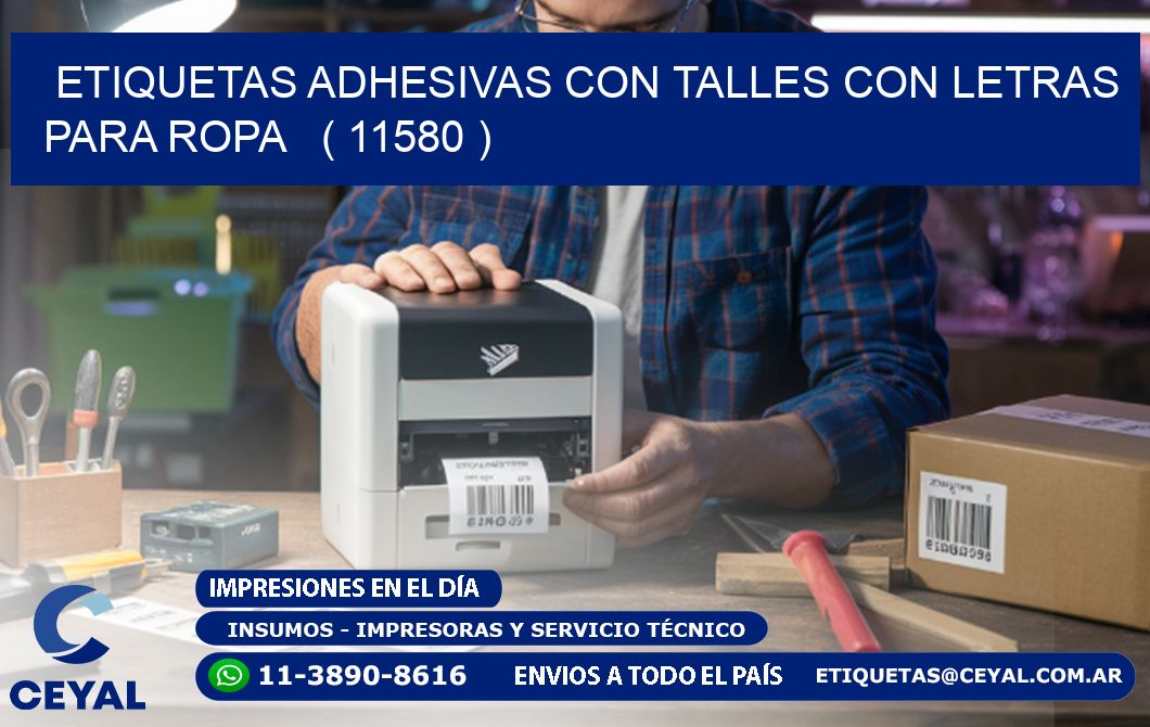 ETIQUETAS ADHESIVAS CON TALLES CON LETRAS PARA ROPA   ( 11580 )