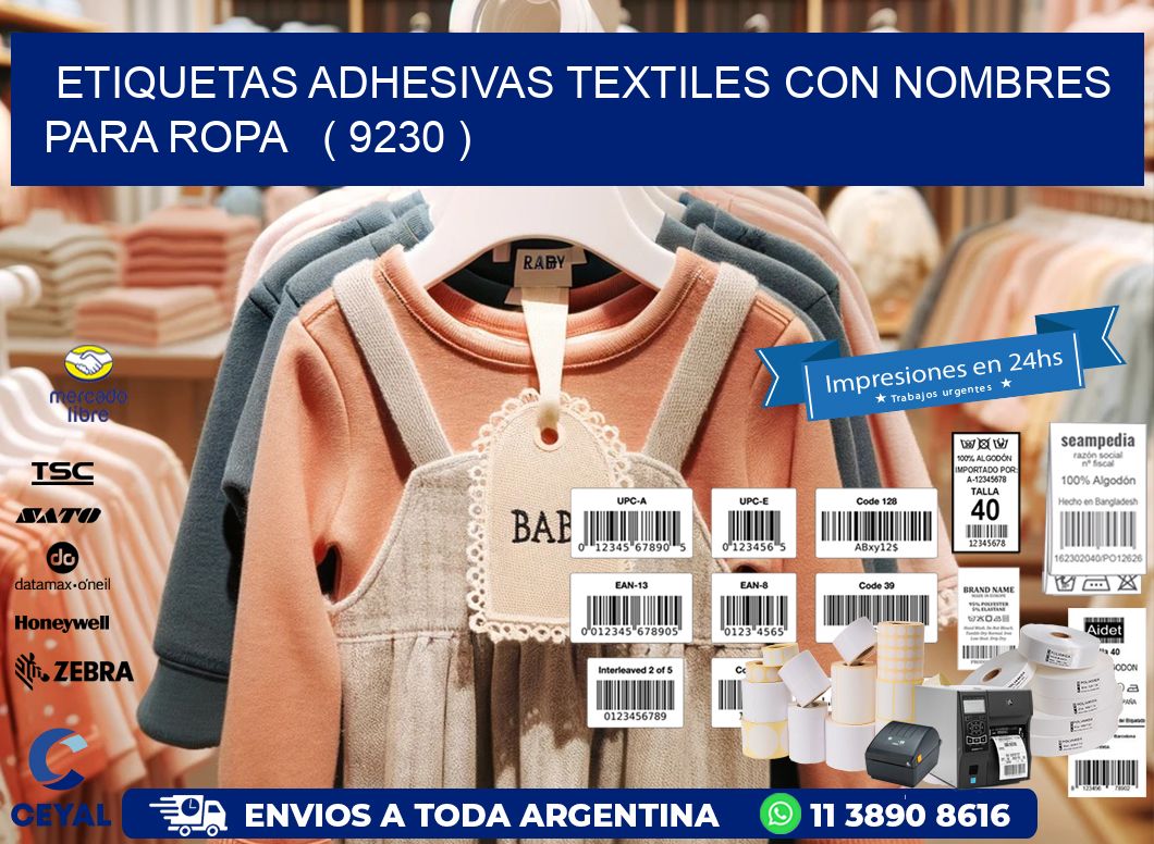 ETIQUETAS ADHESIVAS TEXTILES CON NOMBRES PARA ROPA   ( 9230 )