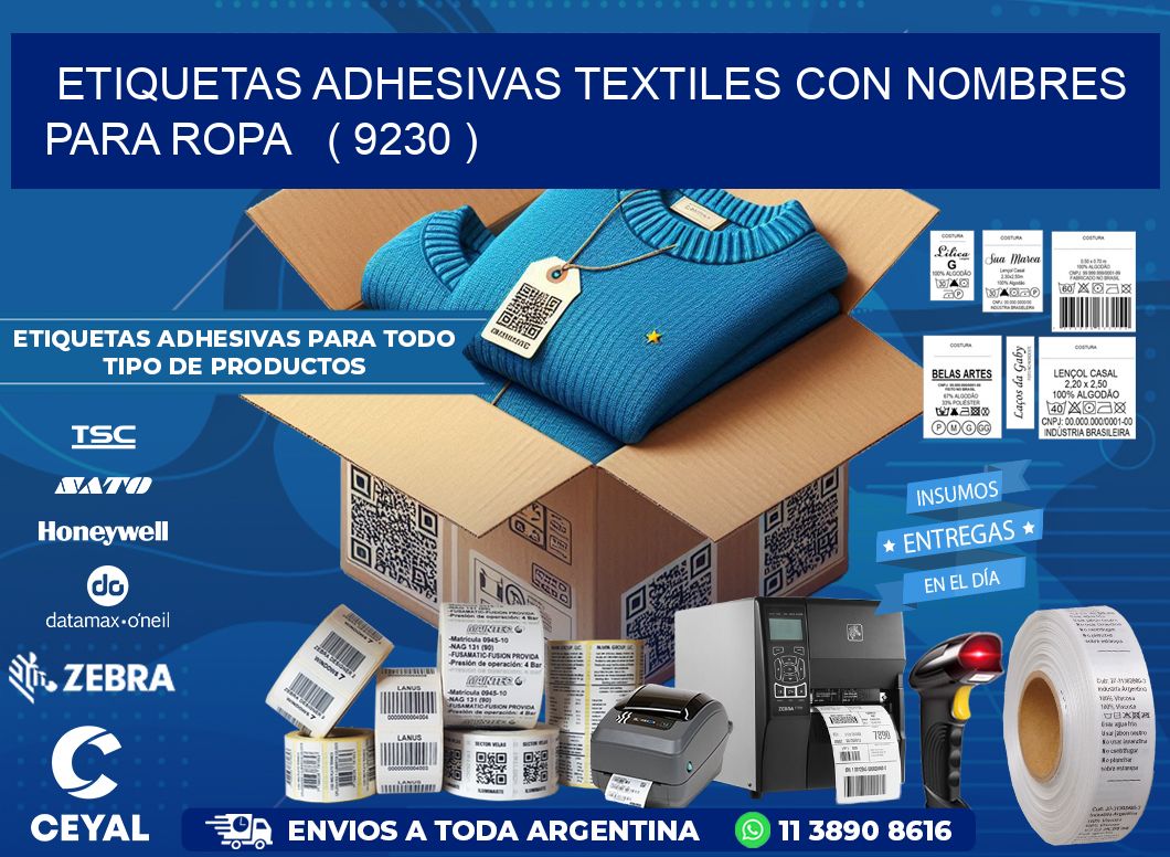 ETIQUETAS ADHESIVAS TEXTILES CON NOMBRES PARA ROPA   ( 9230 )