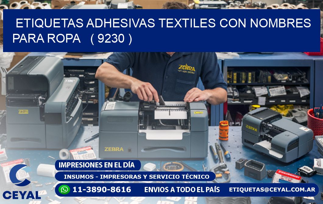 ETIQUETAS ADHESIVAS TEXTILES CON NOMBRES PARA ROPA   ( 9230 )