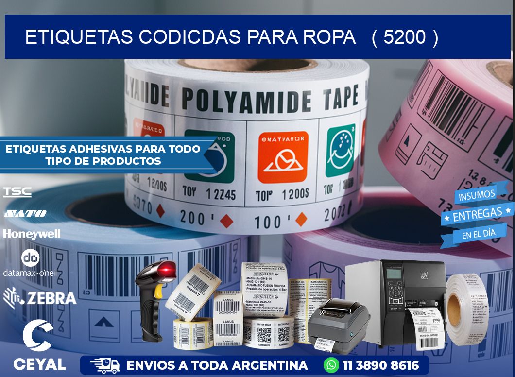 ETIQUETAS CODICDAS PARA ROPA   ( 5200 )