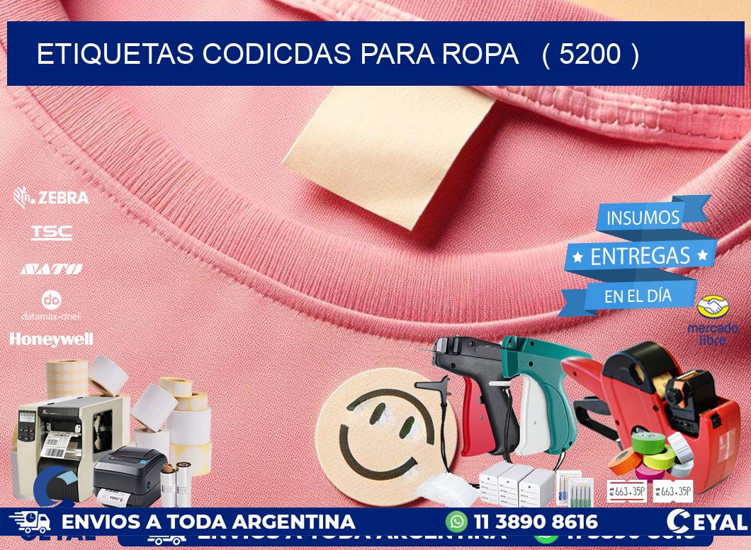 ETIQUETAS CODICDAS PARA ROPA   ( 5200 )