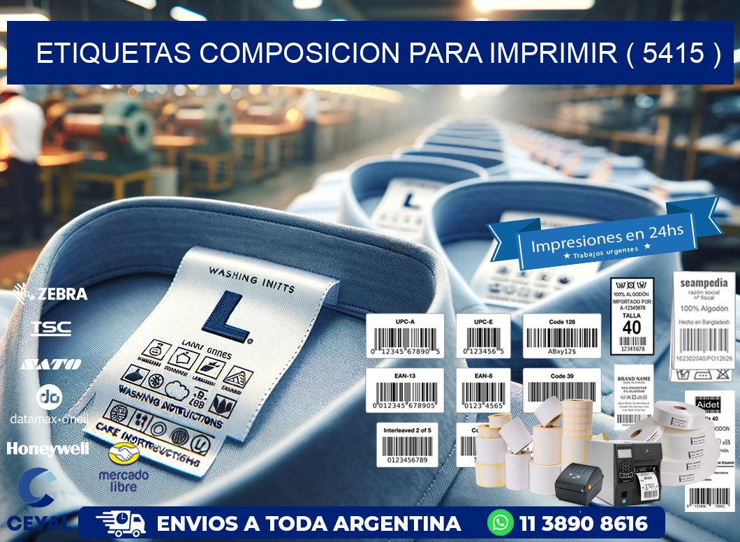ETIQUETAS COMPOSICION PARA IMPRIMIR ( 5415 )