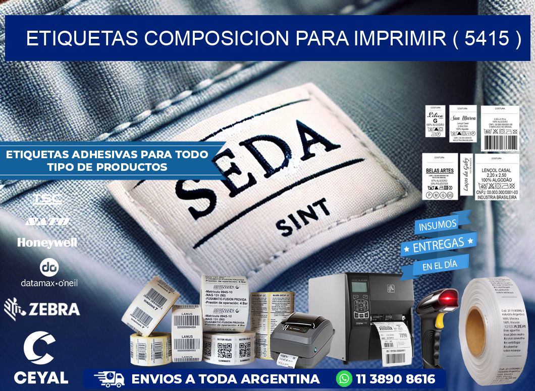 ETIQUETAS COMPOSICION PARA IMPRIMIR ( 5415 )