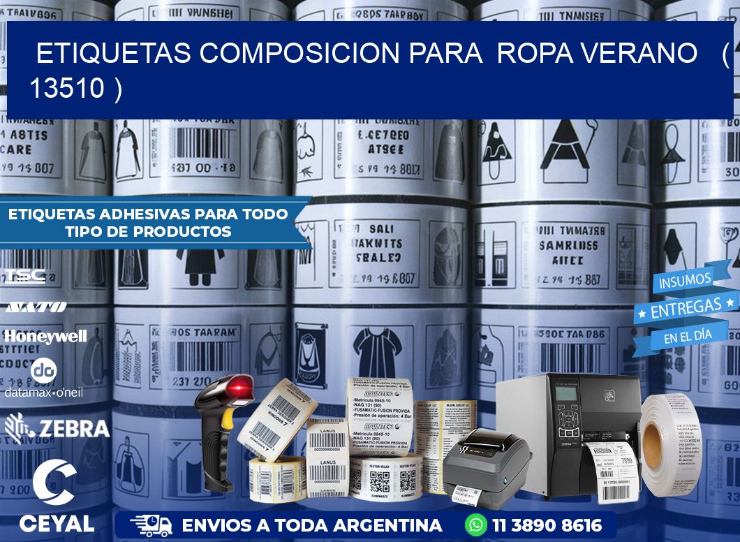 ETIQUETAS COMPOSICION PARA  ROPA VERANO   ( 13510 )