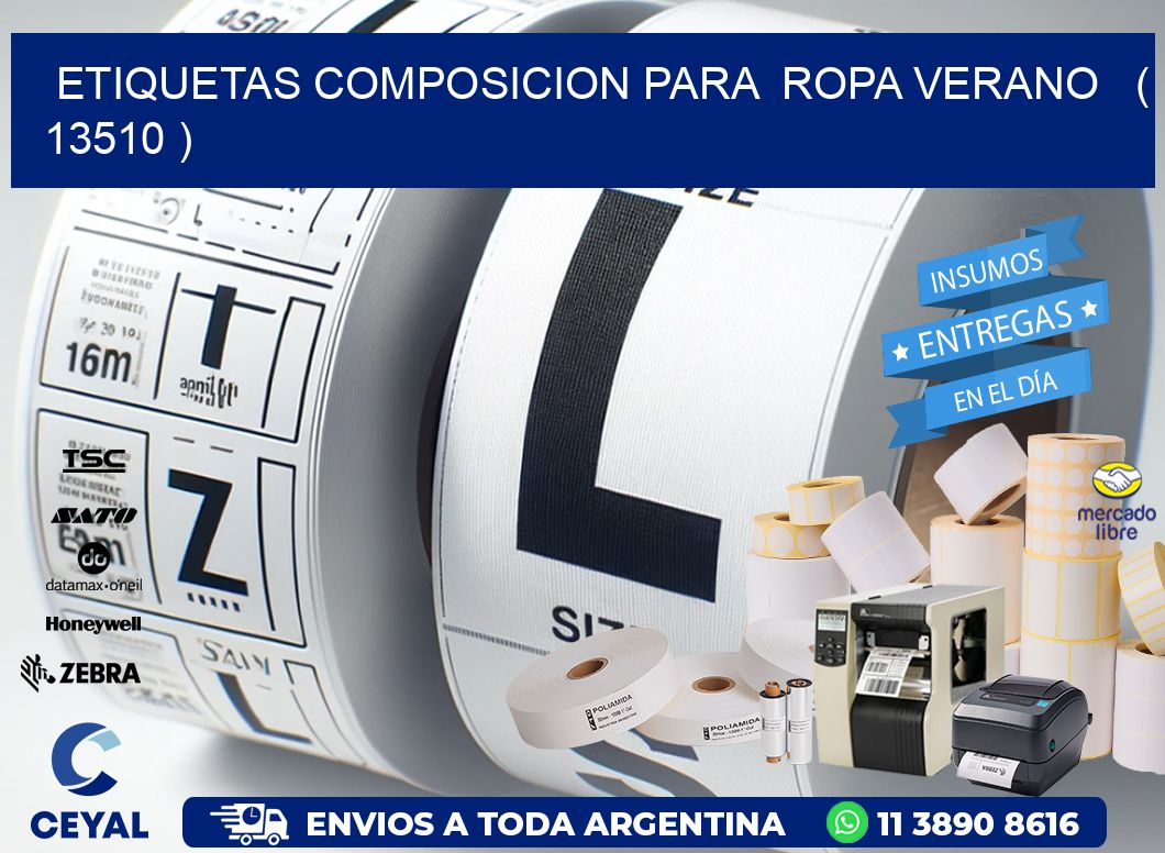 ETIQUETAS COMPOSICION PARA ROPA VERANO ( 13510 )
