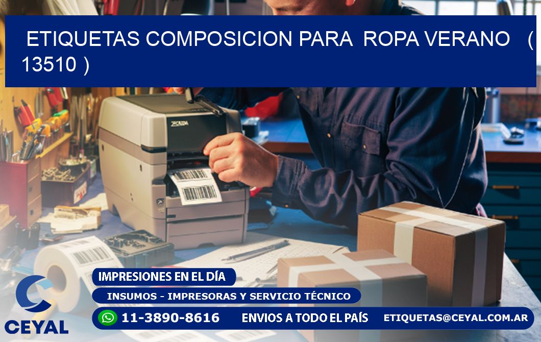 ETIQUETAS COMPOSICION PARA ROPA VERANO ( 13510 )