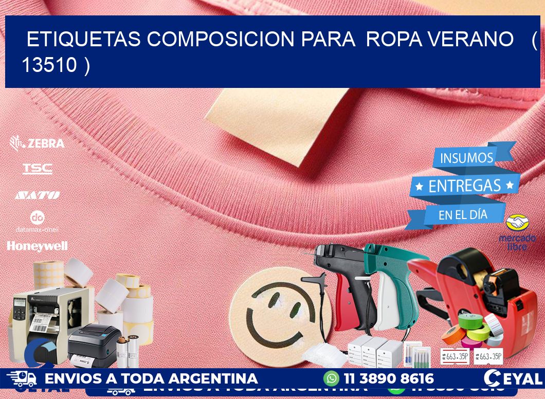 ETIQUETAS COMPOSICION PARA ROPA VERANO ( 13510 )