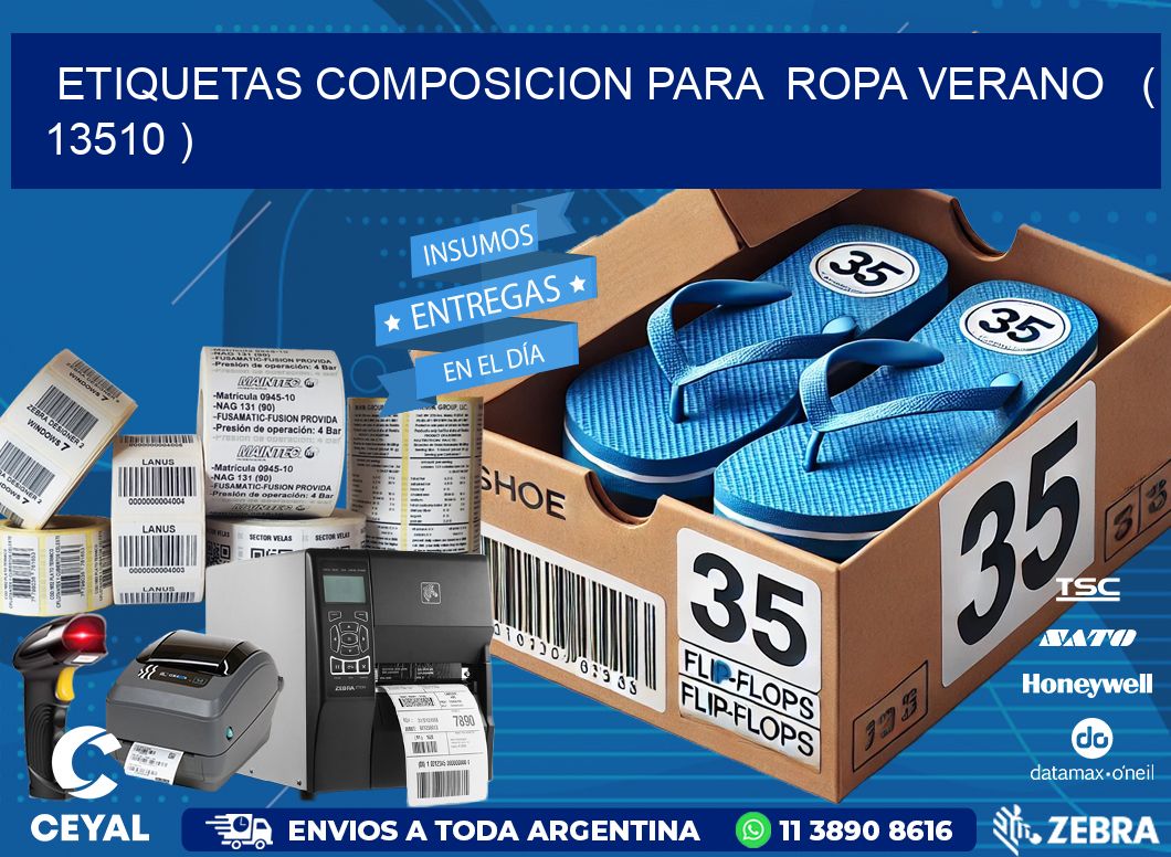 ETIQUETAS COMPOSICION PARA ROPA VERANO ( 13510 )