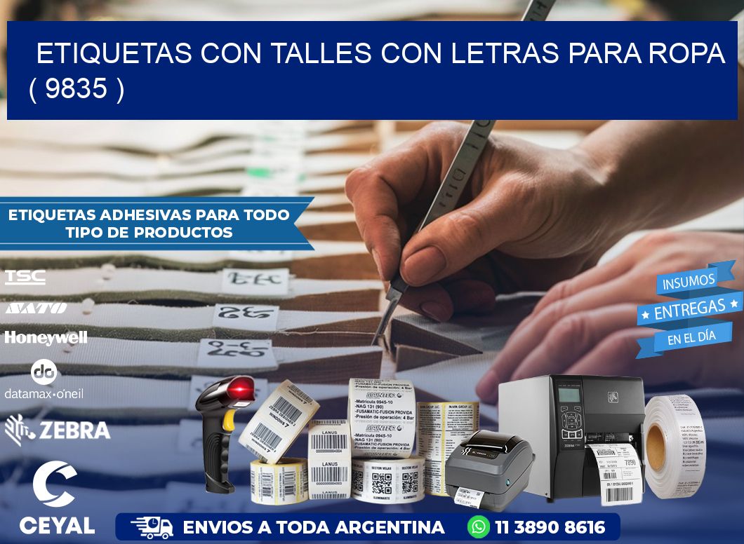 ETIQUETAS CON TALLES CON LETRAS PARA ROPA   ( 9835 )