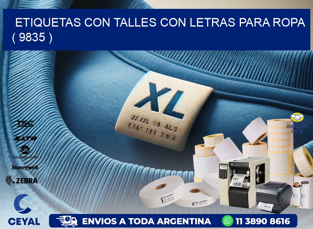 ETIQUETAS CON TALLES CON LETRAS PARA ROPA   ( 9835 )