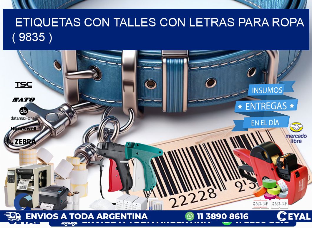 ETIQUETAS CON TALLES CON LETRAS PARA ROPA   ( 9835 )