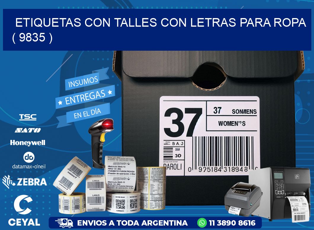 ETIQUETAS CON TALLES CON LETRAS PARA ROPA   ( 9835 )