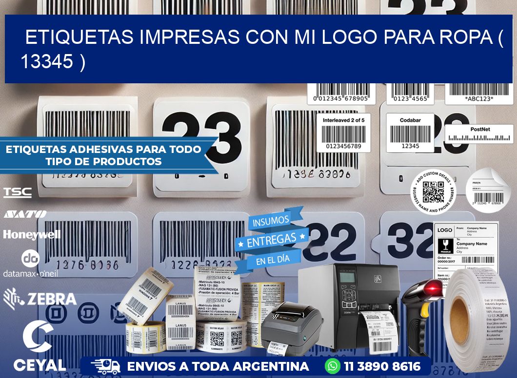 ETIQUETAS IMPRESAS CON MI LOGO PARA ROPA ( 13345 )