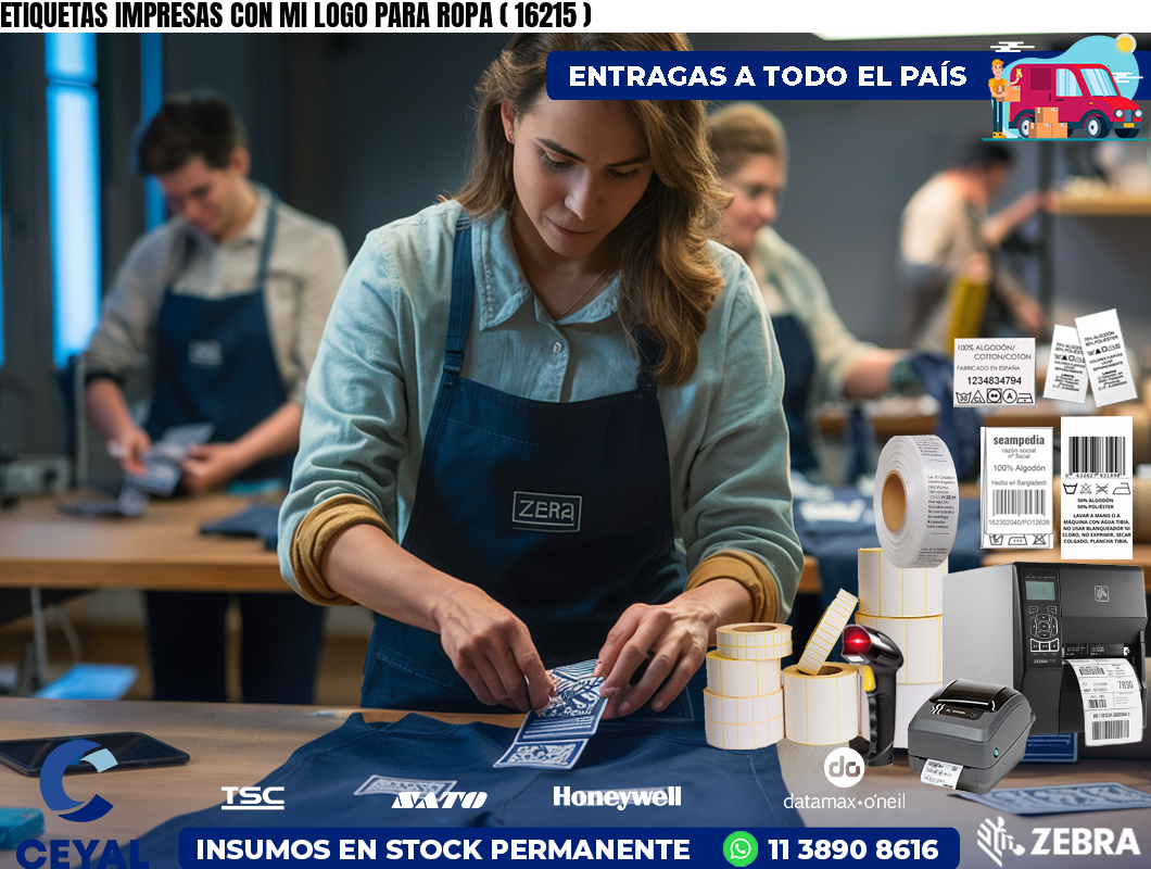 ETIQUETAS IMPRESAS CON MI LOGO PARA ROPA ( 16215 )