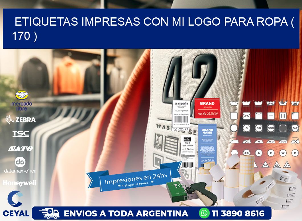 ETIQUETAS IMPRESAS CON MI LOGO PARA ROPA ( 170 )