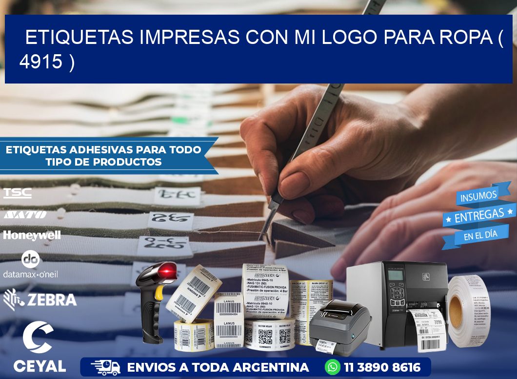 ETIQUETAS IMPRESAS CON MI LOGO PARA ROPA ( 4915 )