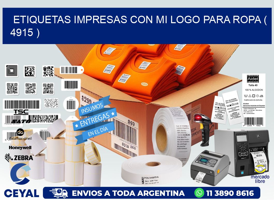ETIQUETAS IMPRESAS CON MI LOGO PARA ROPA ( 4915 )
