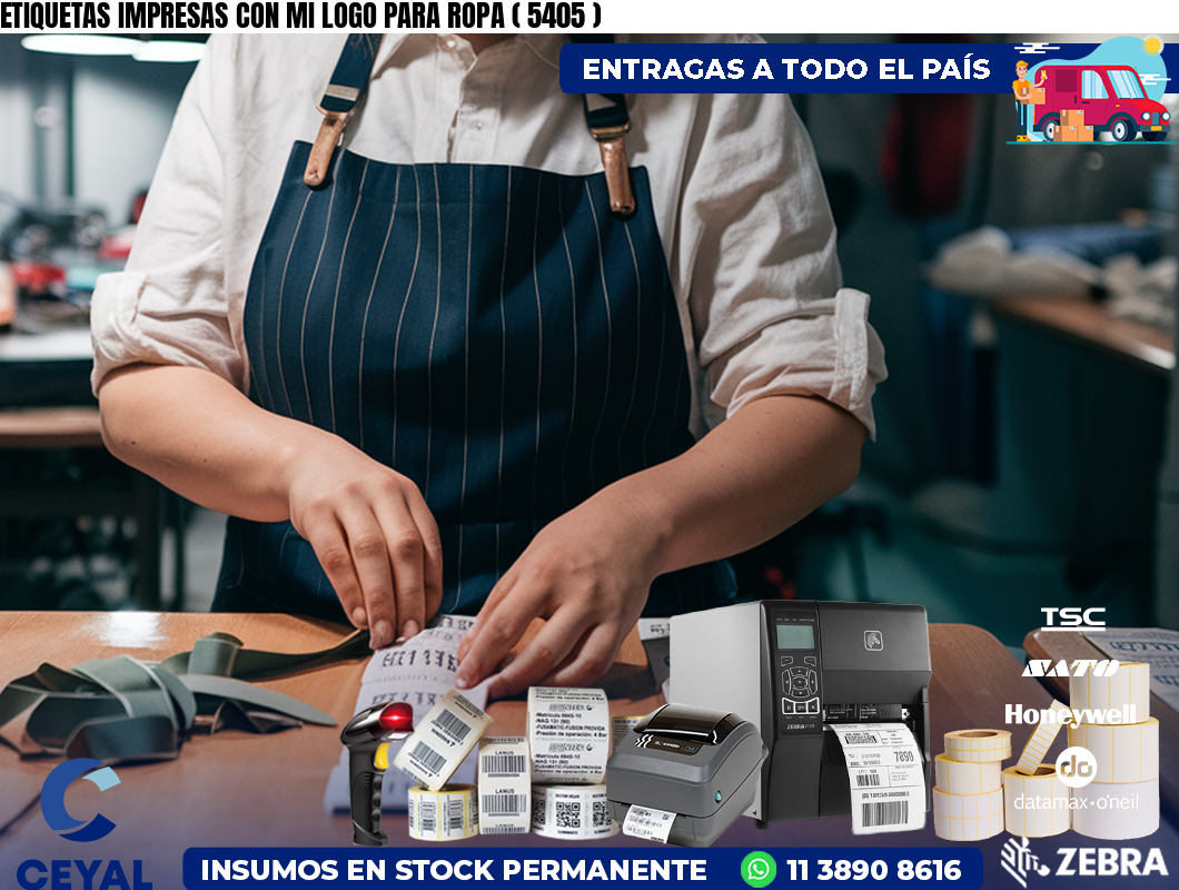 ETIQUETAS IMPRESAS CON MI LOGO PARA ROPA ( 5405 )