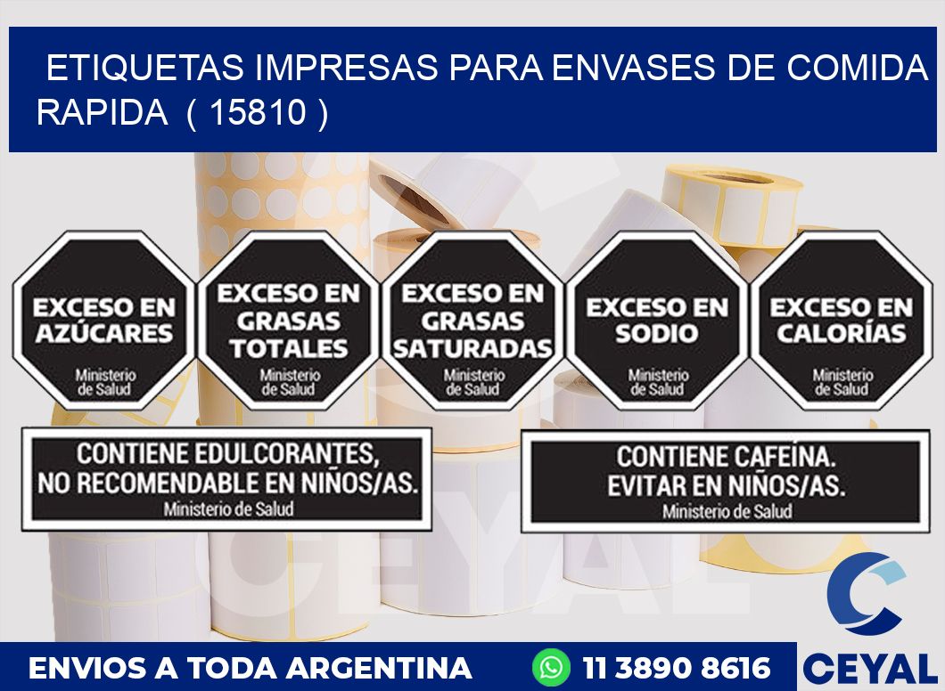 ETIQUETAS IMPRESAS PARA ENVASES DE COMIDA RAPIDA ( 15810 )