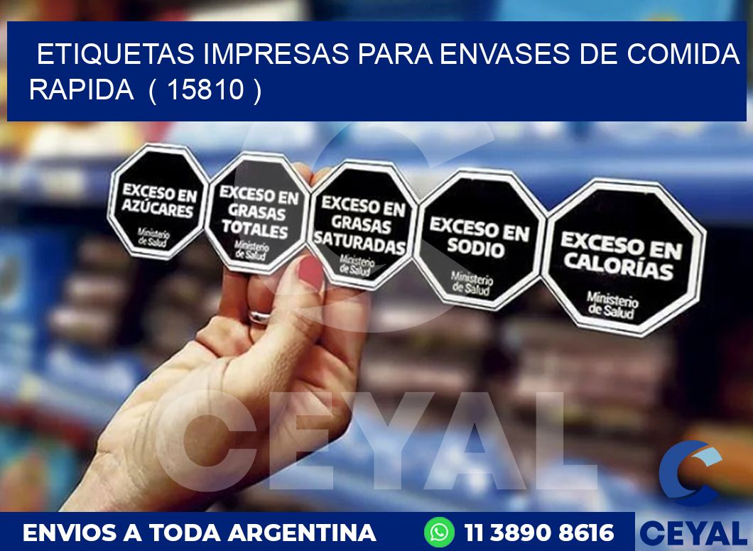 ETIQUETAS IMPRESAS PARA ENVASES DE COMIDA RAPIDA ( 15810 )