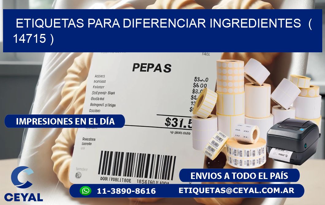 ETIQUETAS PARA DIFERENCIAR INGREDIENTES  ( 14715 )