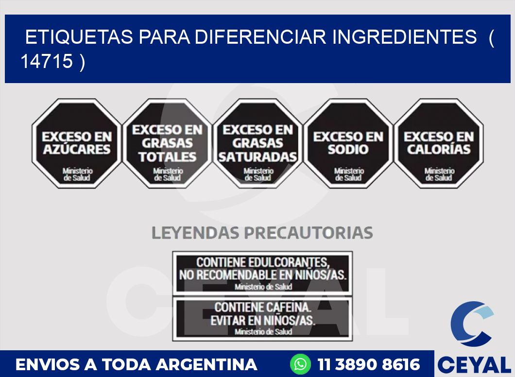 ETIQUETAS PARA DIFERENCIAR INGREDIENTES  ( 14715 )