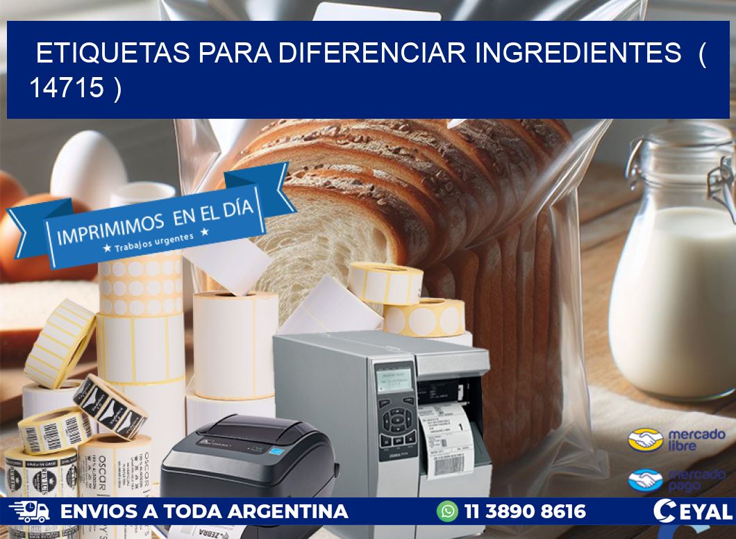 ETIQUETAS PARA DIFERENCIAR INGREDIENTES  ( 14715 )
