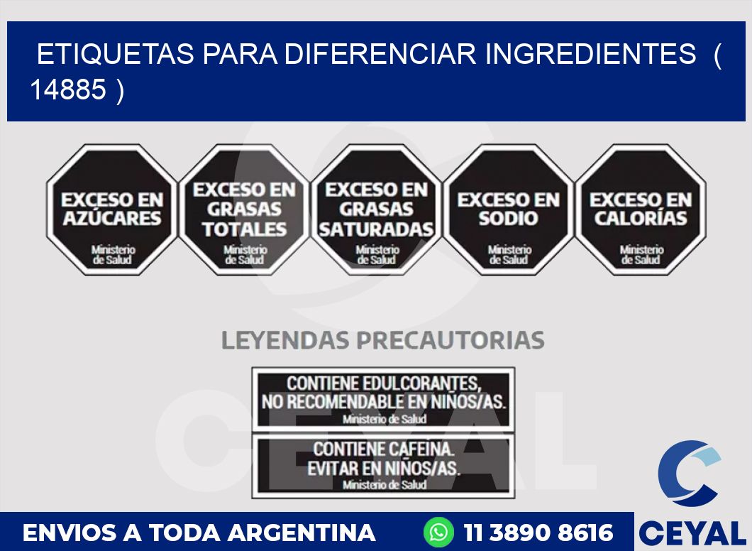 ETIQUETAS PARA DIFERENCIAR INGREDIENTES  ( 14885 )