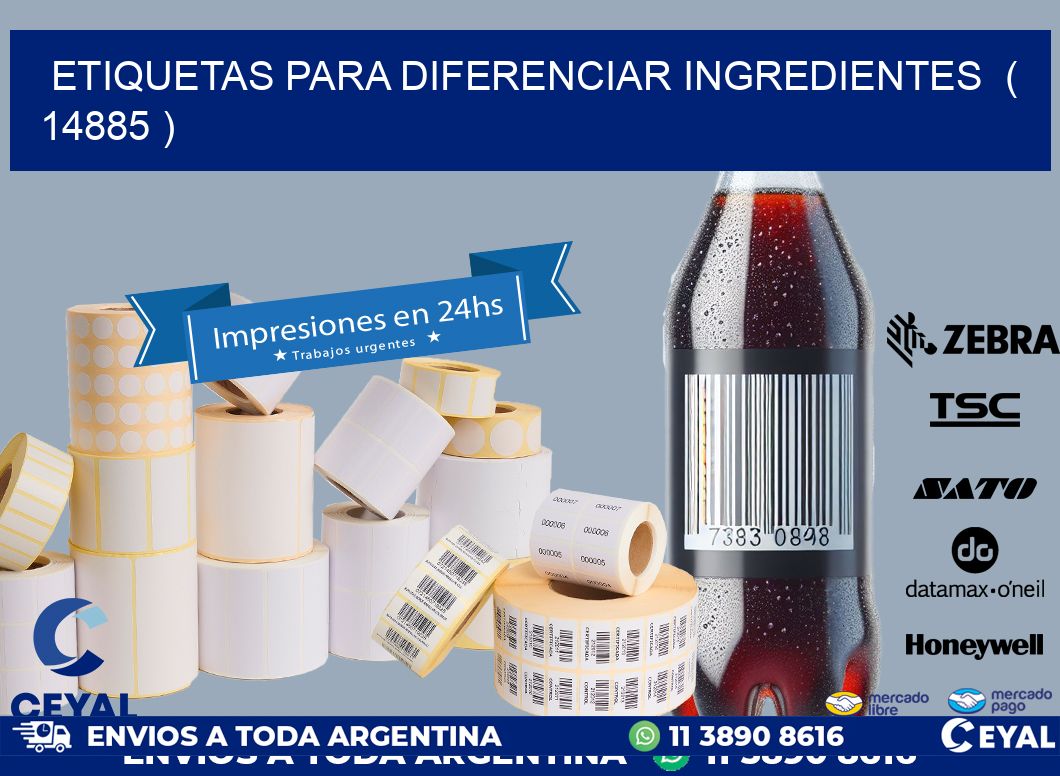 ETIQUETAS PARA DIFERENCIAR INGREDIENTES  ( 14885 )