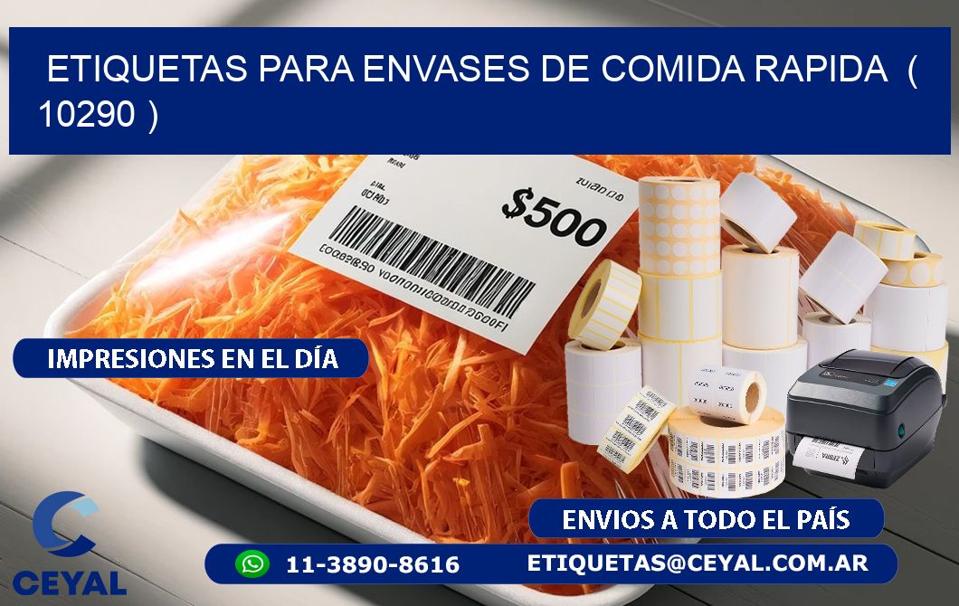 ETIQUETAS PARA ENVASES DE COMIDA RAPIDA  ( 10290 )