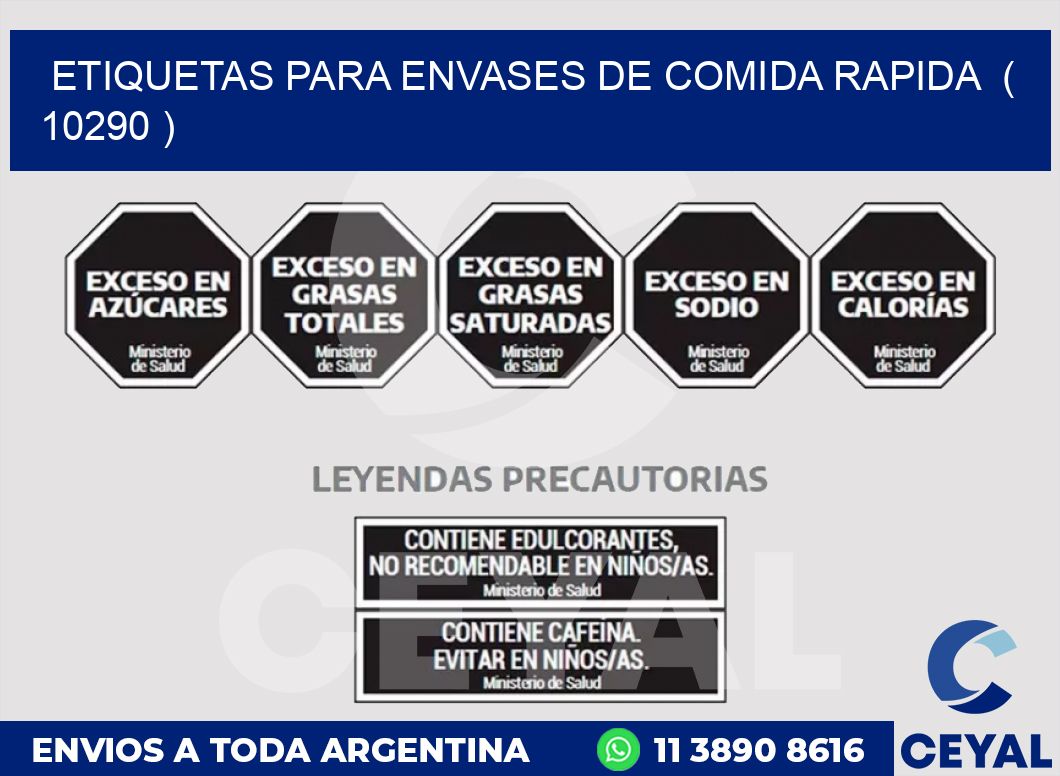 ETIQUETAS PARA ENVASES DE COMIDA RAPIDA  ( 10290 )