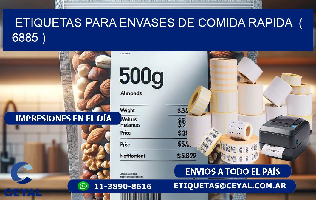 ETIQUETAS PARA ENVASES DE COMIDA RAPIDA  ( 6885 )