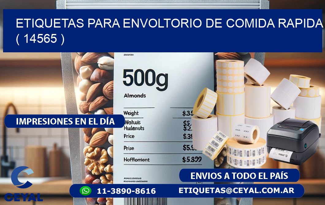 ETIQUETAS PARA ENVOLTORIO DE COMIDA RAPIDA ( 14565 )