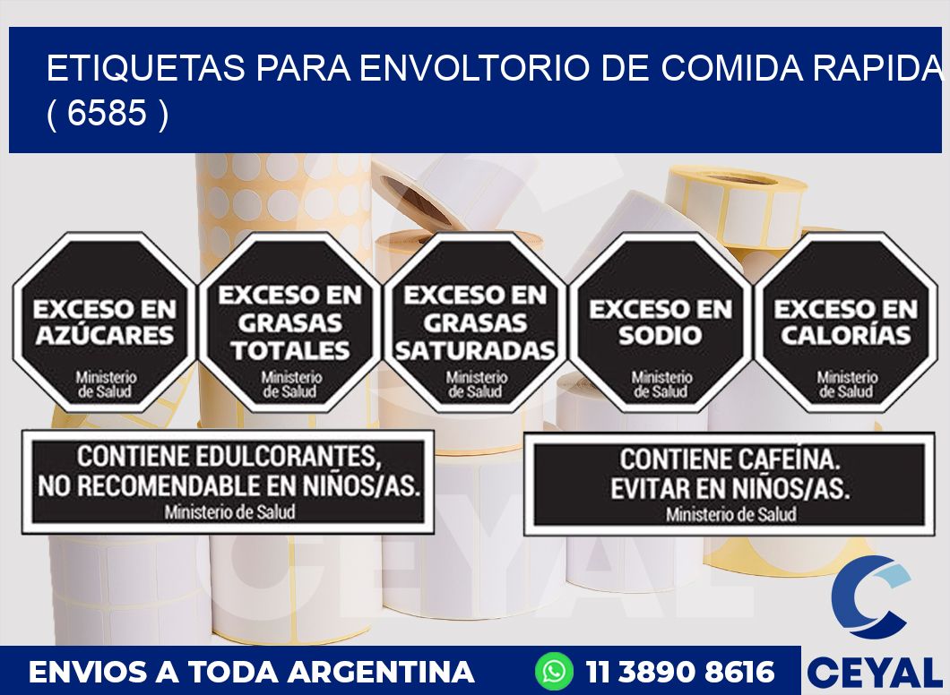ETIQUETAS PARA ENVOLTORIO DE COMIDA RAPIDA ( 6585 )