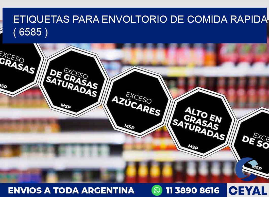 ETIQUETAS PARA ENVOLTORIO DE COMIDA RAPIDA ( 6585 )