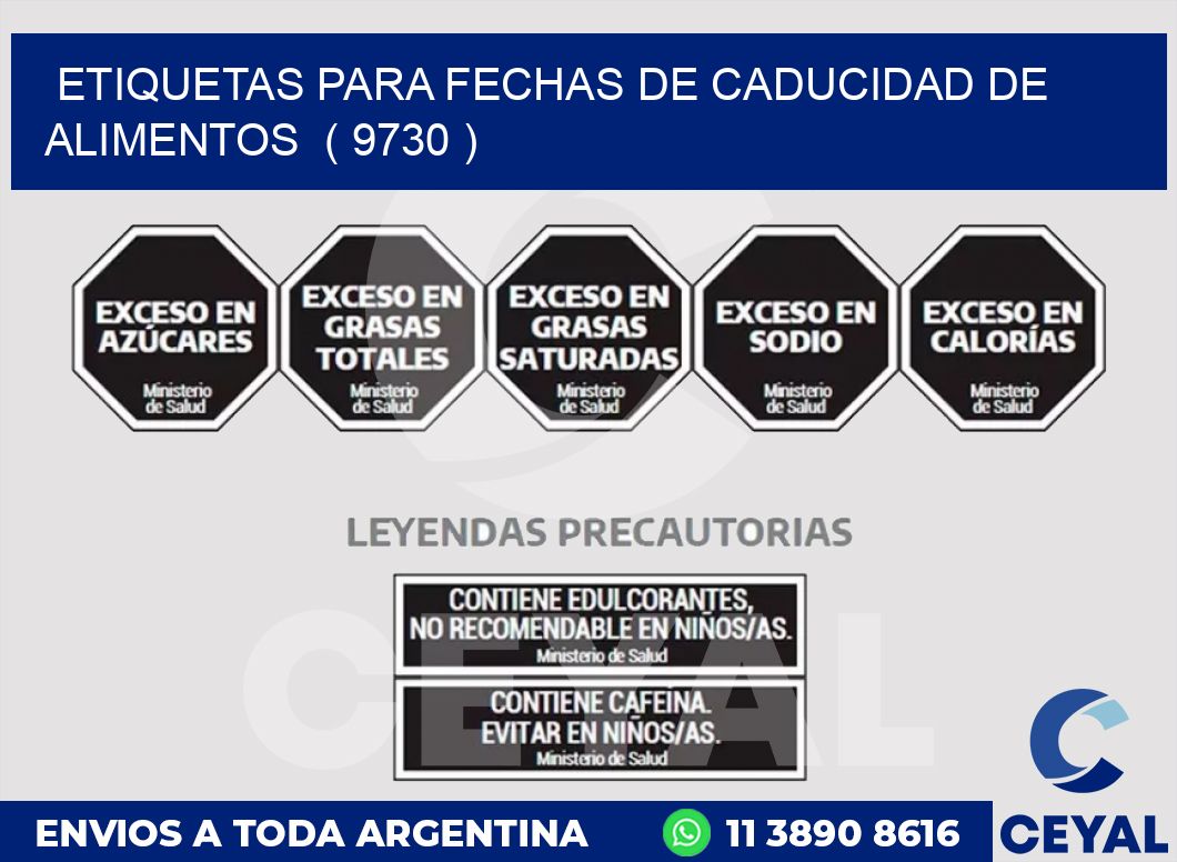ETIQUETAS PARA FECHAS DE CADUCIDAD DE ALIMENTOS  ( 9730 )