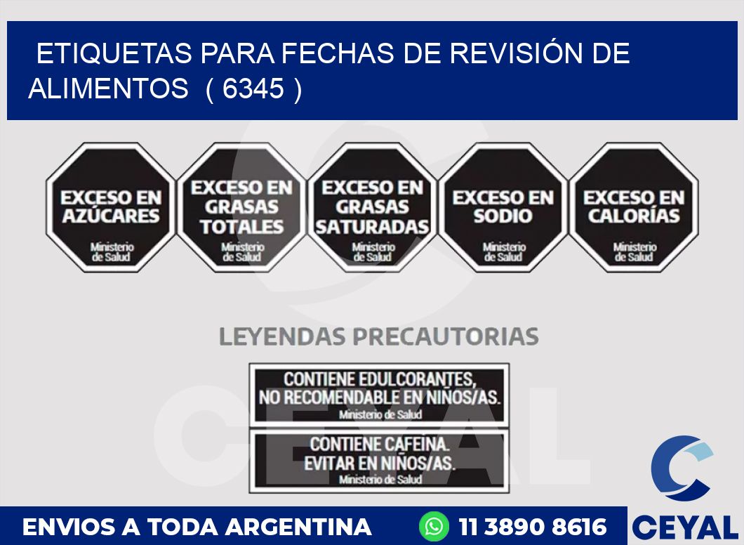 ETIQUETAS PARA FECHAS DE REVISIÓN DE ALIMENTOS  ( 6345 )