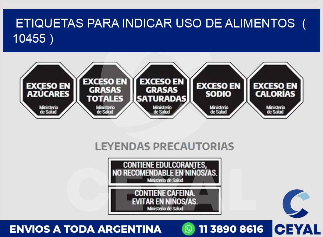 ETIQUETAS PARA INDICAR USO DE ALIMENTOS  ( 10455 )