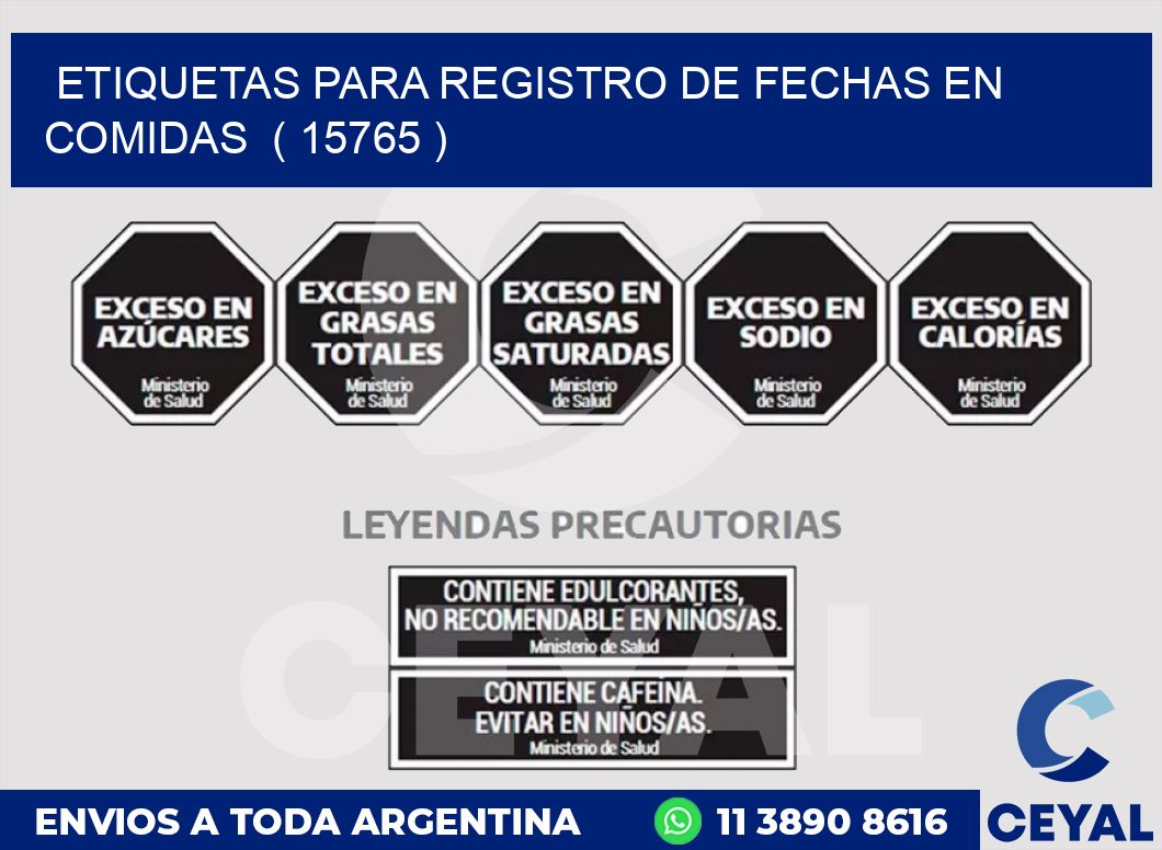 ETIQUETAS PARA REGISTRO DE FECHAS EN COMIDAS  ( 15765 )