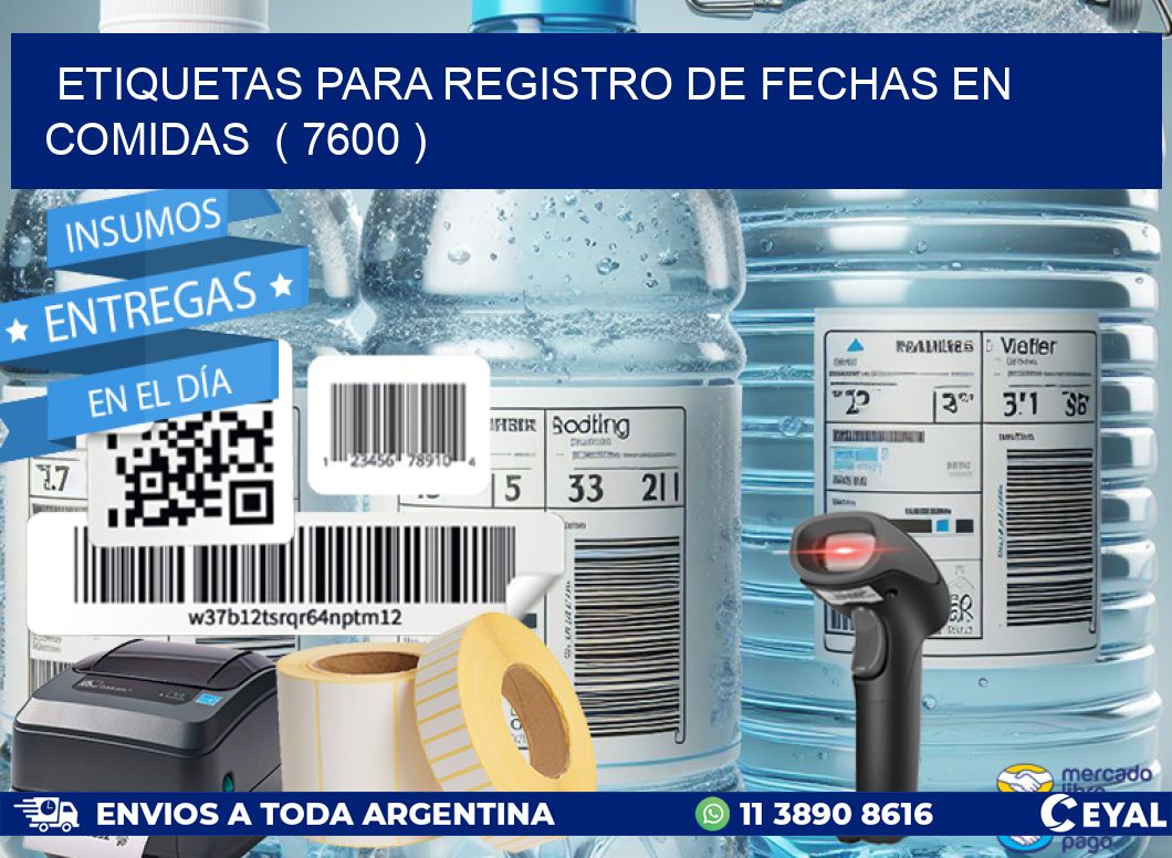 ETIQUETAS PARA REGISTRO DE FECHAS EN COMIDAS ( 7600 )