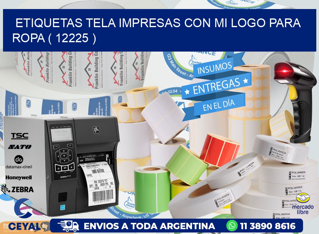 ETIQUETAS TELA IMPRESAS CON MI LOGO PARA ROPA ( 12225 )