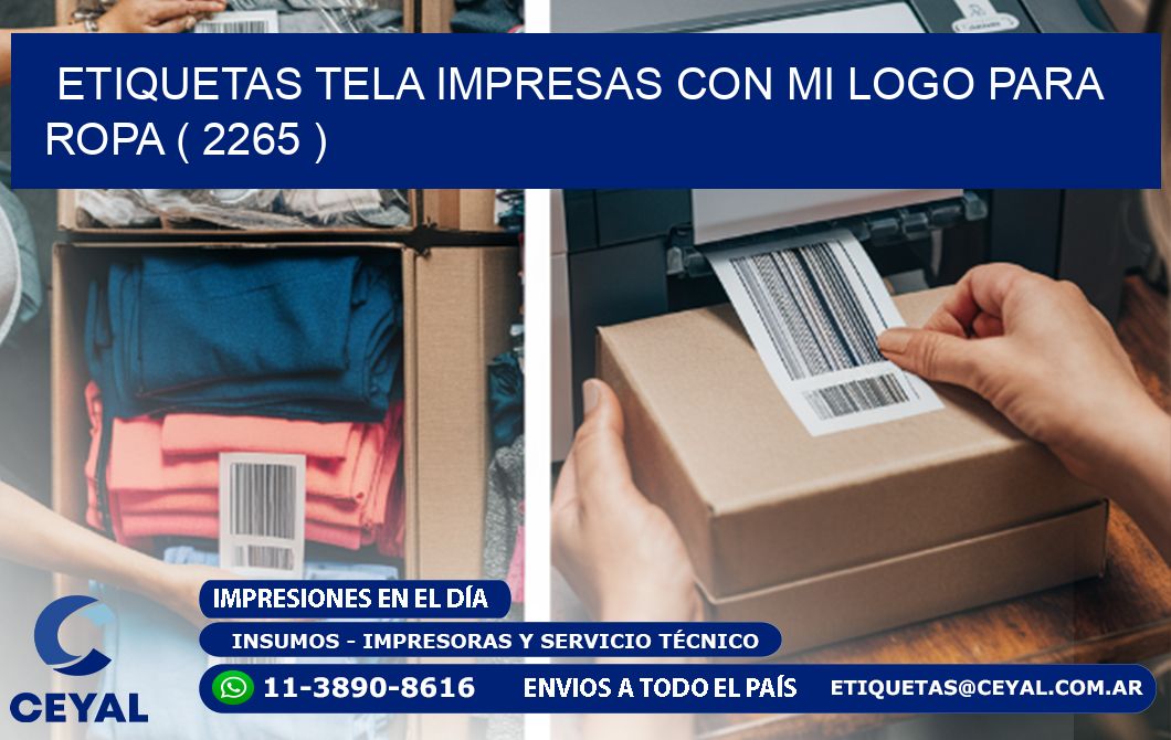 ETIQUETAS TELA IMPRESAS CON MI LOGO PARA ROPA ( 2265 )