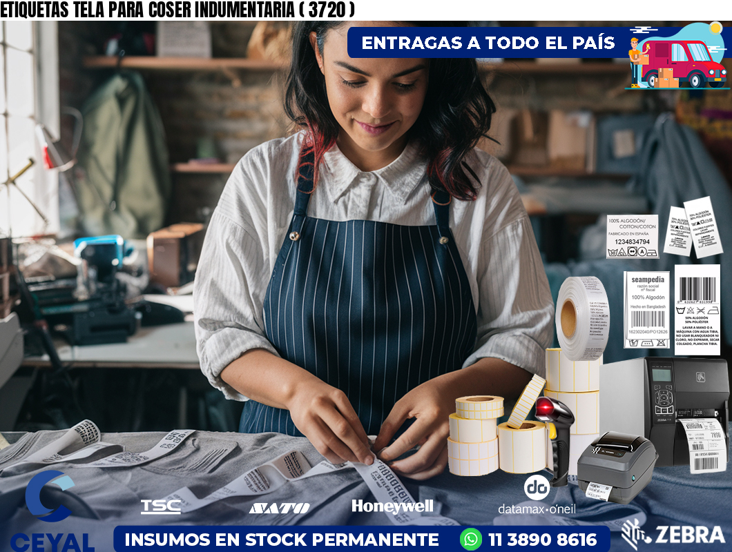 ETIQUETAS TELA PARA COSER INDUMENTARIA ( 3720 )