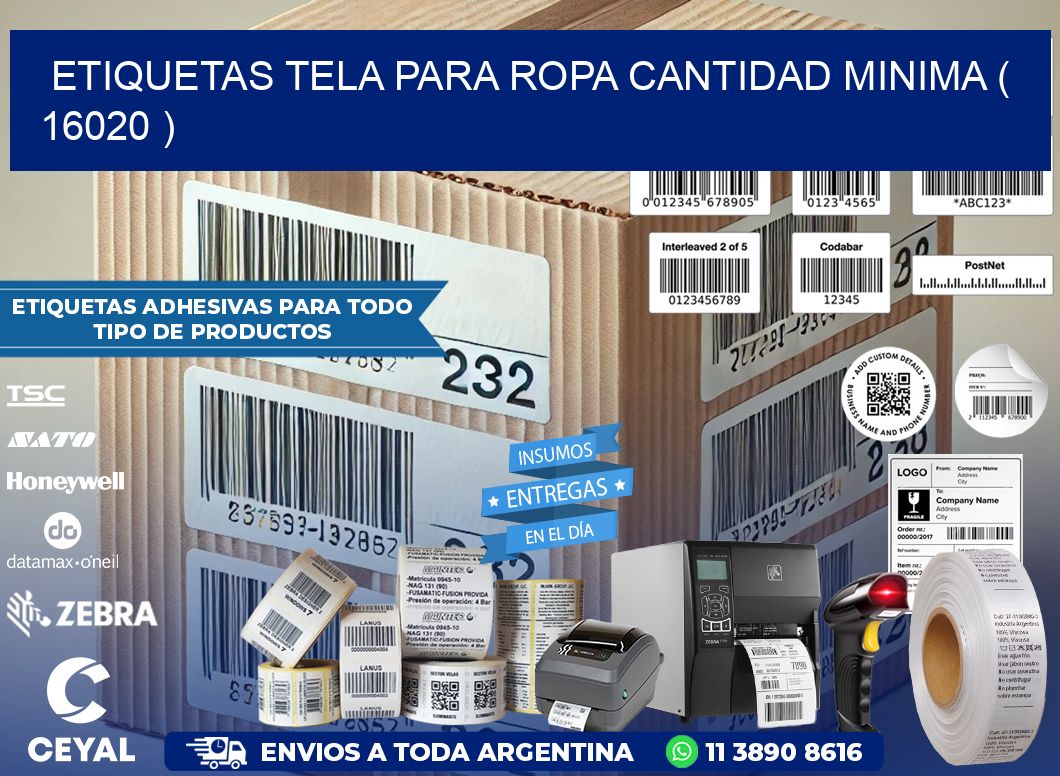 ETIQUETAS TELA PARA ROPA CANTIDAD MINIMA ( 16020 )