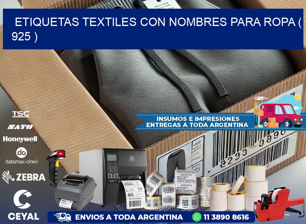 ETIQUETAS TEXTILES CON NOMBRES PARA ROPA ( 925 )
